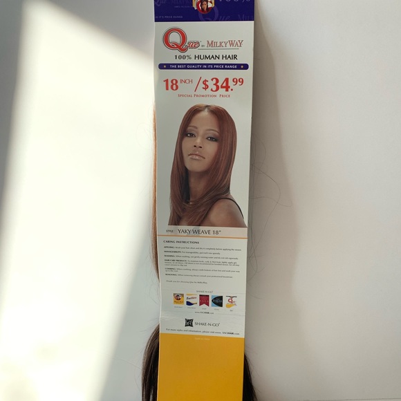 QUE YAKY WEAVE BY MILKYWAY 100% HUMAN HAIR STRAIGHT WEAVE 18 Inch Medium Brown - Picture 1 of 6